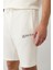 Erkek Beyaz 2 İplik 2'li Oversize Fit Şort Takımı E001600 7