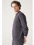 Erkek Antrasit Sweatshirt Bisiklet Yaka Pamuklu 2 Iplik Şardonsuz Esnek Comfort Fit E001200 7