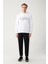 Erkek Beyaz Sweatshirt Kapüşonlu Yaka 3 Iplik Şardonlu Nakışlı Regular Fit A32y1380 6