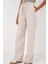 6690 Bol Paça Yüksek Bel Pantolon - Krem 2