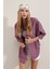 3900 Oversize Uzun Basic Gömlek - Koyu Lila 2