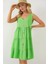 Sıfır Kol Düğmeli Kısa Elbise 2571 - Yeşil 1
