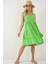 Sıfır Kol Düğmeli Kısa Elbise 2571 - Yeşil 2