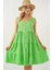 Sıfır Kol Düğmeli Kısa Elbise 2571 - Yeşil 3