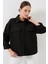 Cep Detaylı Oversize Gömlek 20313 - Siyah 1