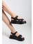 Bernishoes Saide Siyah Cilt Cırt Cırtlı Sandalet 2
