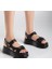 Bernishoes Saide Siyah Cilt Cırt Cırtlı Sandalet 4