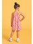 Lupinn Moda Kız Çocuk Pembe Askılı Çiçek Desenli Yazlık Elbise 4