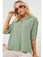 Kısa Kol Oversize Keten Gömlek 20240 - Çağla 1