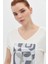V Yaka Kare Peçli Varaklı Sırt Detaylı T-Shirt 3