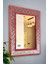 El Yapımı Masif Ahşap & Geometrik Desenli Mermer Duvar Aynası – 48X63 cm | Model: 042.2 2