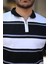 Erkek Yakalı Fermuarlı Çift Renk Kısa Kollu T-Shirt 3