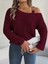 Kadın Uzun Kollu Tek Omuzu Açık Tokalı Triko Bluz 2