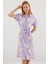 2455 Desenli Gömlek Elbise - Lila 2