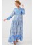 2423 Otantik Desenli Tesettür Elbise - S. Mavi 1