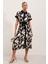 2455 Desenli Gömlek Elbise - Siyah 1