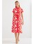 2455 Desenli Gömlek Elbise - Kırmızı 2