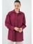 Çizgili Uzun Gömlek Tunik 5963 - Bordo 3