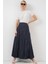 Uzun Kırışık Etek 8042 - Lacivert 1