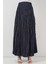 Uzun Kırışık Etek 8042 - Lacivert 4