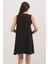 2444 Detaylı Mini Keten Elbise - Siyah 4