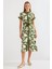 2455 Desenli Gömlek Elbise - Haki 2
