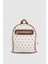 Synor Fermuarlı Dış Bölmeli Monogram Mini Sırt Çantası Beyaz 1