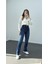 Lacivert Renk Extra Yüksek Bel Full Likralı Flare Jeans 1