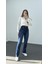 Lacivert Renk Extra Yüksek Bel Full Likralı Flare Jeans 4