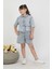 Kız Taş Detaylı Şortlu Denim Takım 4