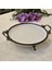 Metal Çerçeveli Yuvarlak Porselen Servis Tabağı 30 cm Antik 2