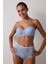 Açık Mavi Bloom Dantelli Balenli Dolgusuz Straplez Sütyen 8