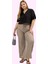 Kadın Dokulu Büyük Beden Pantolon Yüksek Bel Rahatlık Günlük Kullanım Yaz Aylarının Vazgeçilmezi 1