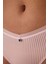 Açık Gül Kurusu Çizgili V Kesim Orta Bel Brazilian Külot 3