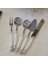 Porselen 5 Parça Servis Kaşık Seti Gümüş 4