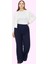 Kadın Yüksek Bel Geniş Paça Pantolon Polyester Elastan Ofis Şıklığı Yaz Aylarının Vazgeçilmezi 1