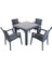 Zeus 4 Kişilik Camlı Masa Takımı - Antrasit - 90X90 cm 1