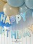 Mavi Tema Happy Birthday Yazılı Doğum Günü Balon Zincir Seti Mavi Konseptli Doğum Günü Süsü 6