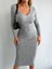 Kadın Uzun Kollu V Yaka Triko Elbise 3