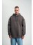 Double Oversize Kapşonlu Nakışlı Sweatshirt - Füme 1