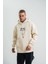 Polızeı Premium Kalite Kapşonlu Dijital Patchli Sweatshirt - Krem 1