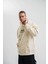 Polızeı Premium Kalite Kapşonlu Dijital Patchli Sweatshirt - Krem 2