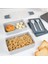 2 Katlı Kilitli Beslenme Kabı - Kendinden Çatal Kaşıklı Lunch Box Beslenme Kutusu Saklama Kabı Gri 1