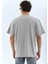 Unisex Oversize Taşlı Bisiklet Yaka T-Shirt - Gri 2