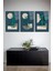 Soyut Minimalist Yapraklar 3'lü Cam Tablo Seti, Modern Ev Ofis Dekoru, Hediyelik Duvar Dekorasyonu 1