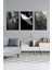 Siyah Beyaz Temalı Tüy Kombin 3'lü Cam Tablo Seti, Modern Ev Ofis Dekor, Hediyelik Duvar Dekorasyon 3
