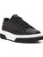 Erkek Siyah Bağcıklı Kalın Tabanlı Deri Sneaker 25WFD610918 6
