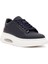 Erkek Lacivert Bağcıklı Kalın Tabanlı Deri Sneaker 25WFD611318 6