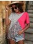 Kadın Süprem Kumaş Leopar Desenli ve Cizgili Oversize Bluz 2