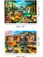 2 Adet 1000 Parça Puzzle - Kamp Ateşi Orman Manzarası ve Sahil Kasabası Manzarası Yapboz 68X48 cm 5